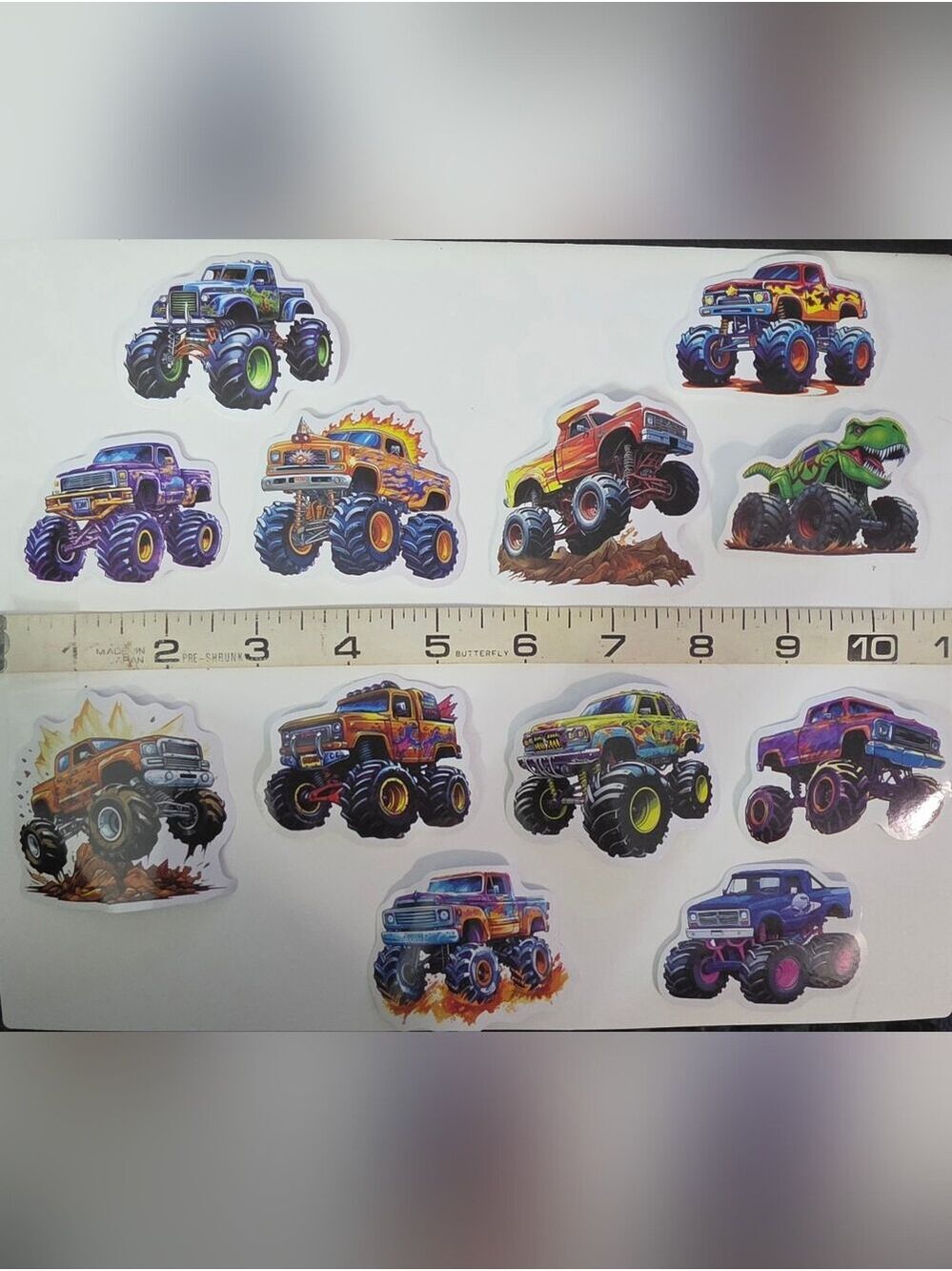 Monster Truck Sticker Sheet for Kids - Colorful Trucks - Lot Of 12